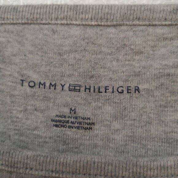 Tommy Hilfiger Ladies Size Medium Grey & White Stripe Short Sleeve T-shirt - Picture 3 of 4